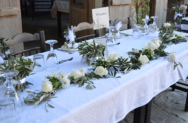 Cyprus traditional taverna wedding flowers
